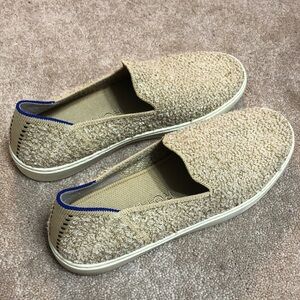 Rothy’s The Classic Slip-On Woven Sneaker in Honeybun Metallic Boucle Size 8